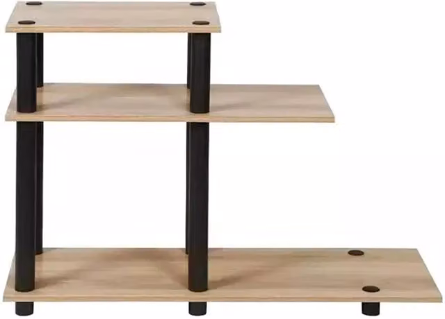 EONLION Natural Wood Side Table with Shelves – 1