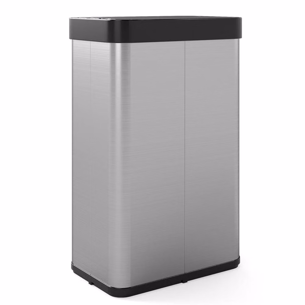 Costway 60L Infrared Motion Sensor Trash Can with Wing Lids in Silver – 7