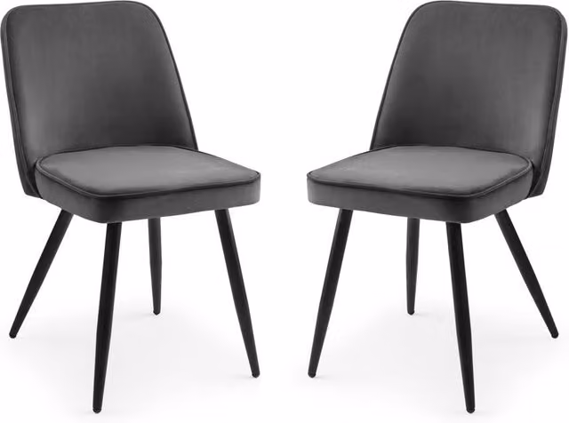 Cheshire Kingsley Set of 2 Elegant Grey Velvet Dining Chairs – 1
