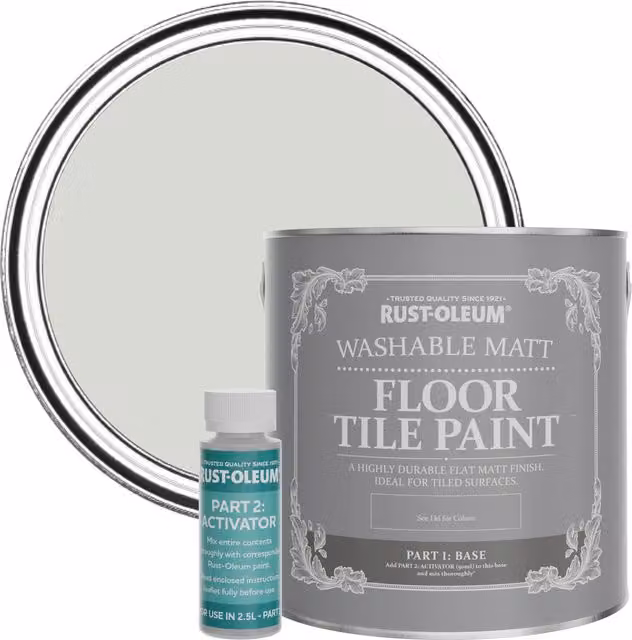 Rust-Oleum Washable Matt Floor Tile Paint in Winter Grey, 2.5 l