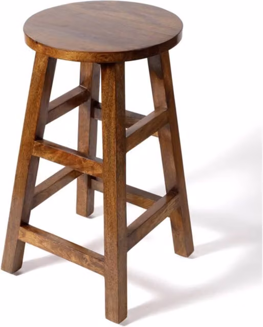 Elm Home And Garden Solid Mango Wood Breakfast Bar Stool in Dark Brown