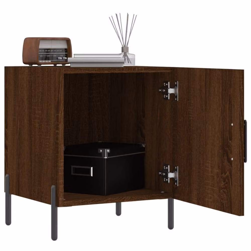 Berkfield Home Set of 2 Modern Bedside Cabinets in Brown Oak, W/D/H: 40 x 40 x 50 cm – 2