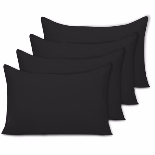 Pamposh Microfibre Pillow Cases, 4 Pack, Black, W/H: 50 x 75 cm
