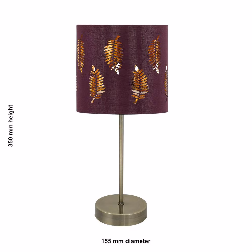 First Choice Lighting Set of 2 Antique Brass Stick Table Lamps with Red Fabric Cylinder Shades – 5