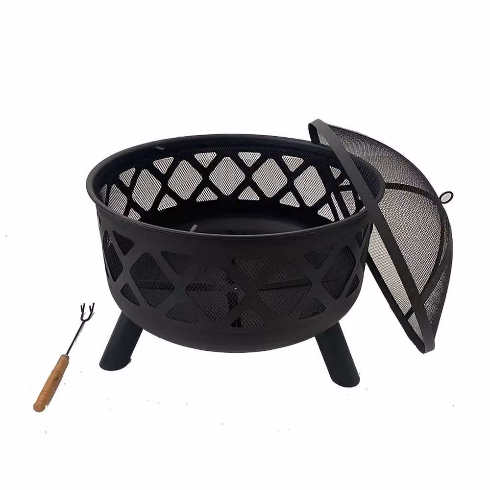 Neo Black Large Circular Outdoor Garden Fire Pit Bowl – 5