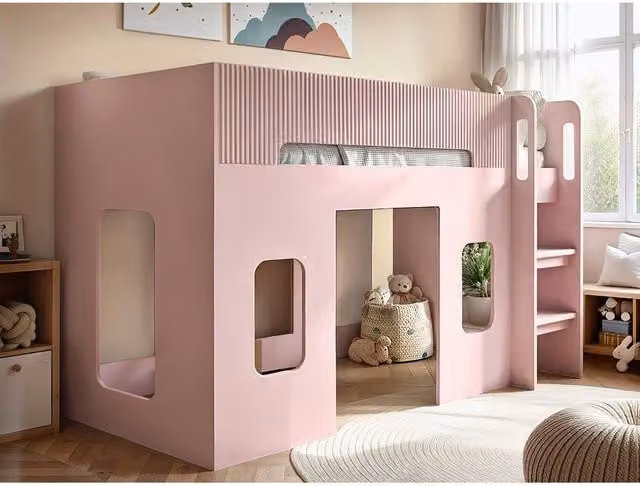 Flair Lino Playhouse Mid Sleeper Bed in Pink – 1