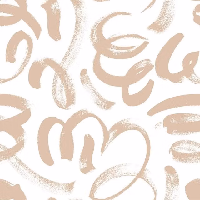 I Love Wallpaper Abstract Squiggle Wallpaper in White, Beige and Brown