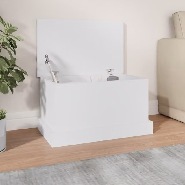 Berkfield Home White MDF Storage Box with Soft Close Lid, W/D/H: 50 x 30 x 28 cm