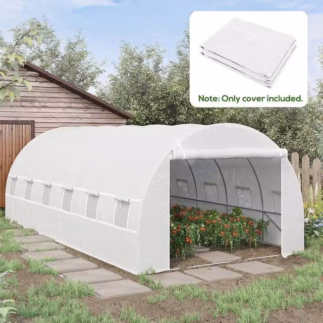 EONLION White Plastic Greenhouse Replacement Cover for Vegetable and Herb Gardens, W/D/H: 600 x 300 x 200 cm