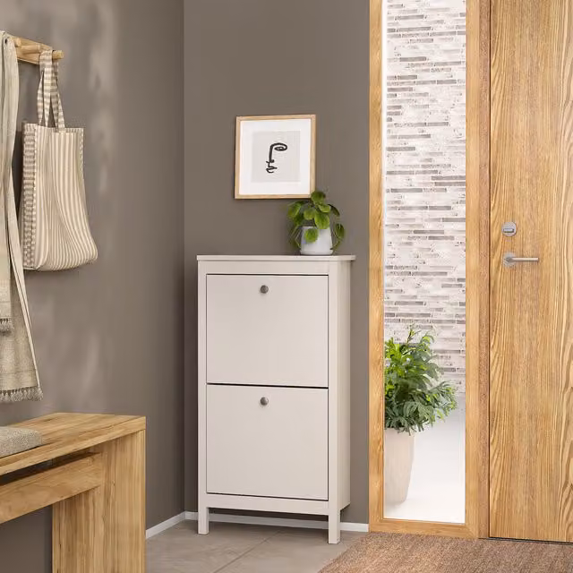 Furniture To Go Madrid Flip Door Shoe Cabinet in Cashmere Beige