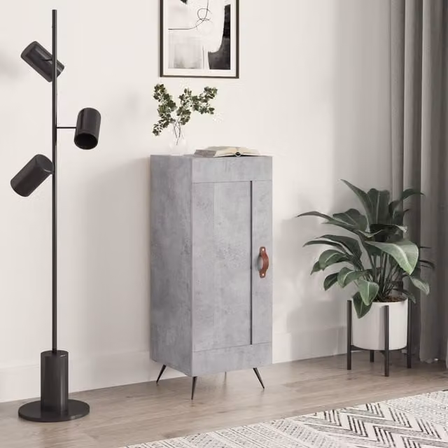 Berkfield Home Modern Sideboard in Concrete Grey, W/D/H: 34.5 x 34 x 90 cm