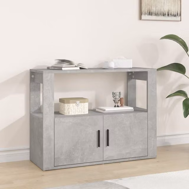 Berkfield Home Sideboard in Concrete Grey, W/D/H: 80 x 30 x 60 cm