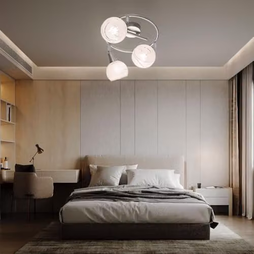 Globo Lighting Elliott Ceiling Spotlight Cluster in Grey and Nickel with Glass Shades and 3x E14 Sockets – 3