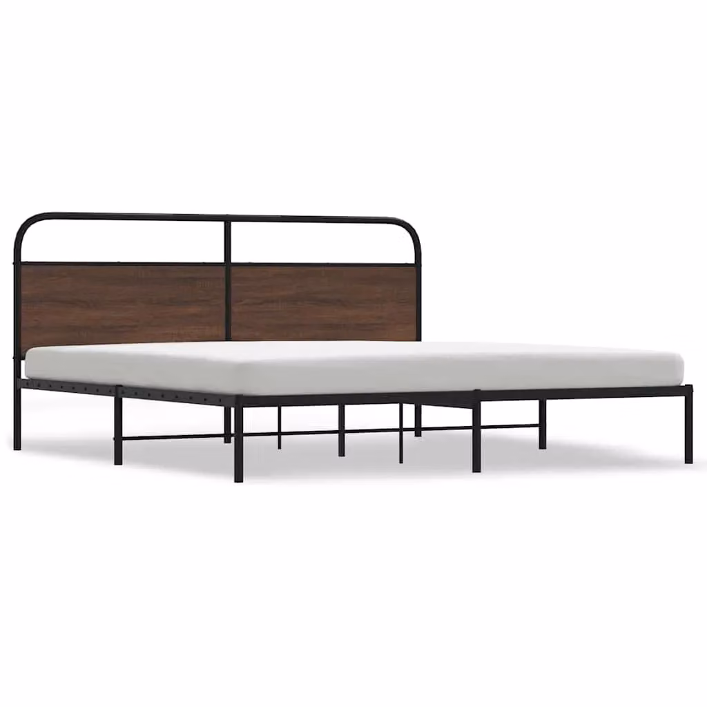 Berkfield Home Metal Bed Frame in Brown Oak, W: 180 cm, D: 200 cm, Super King – 2