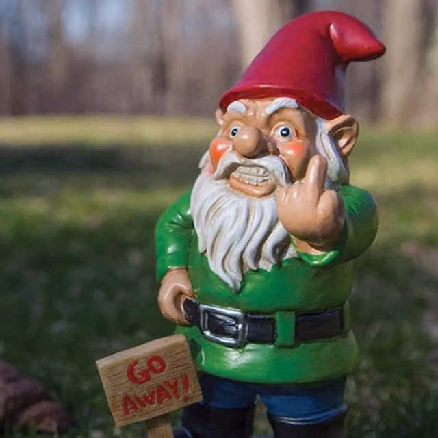Menkind Go Away Gnome Tabletop Decoration in Red and Multicolour