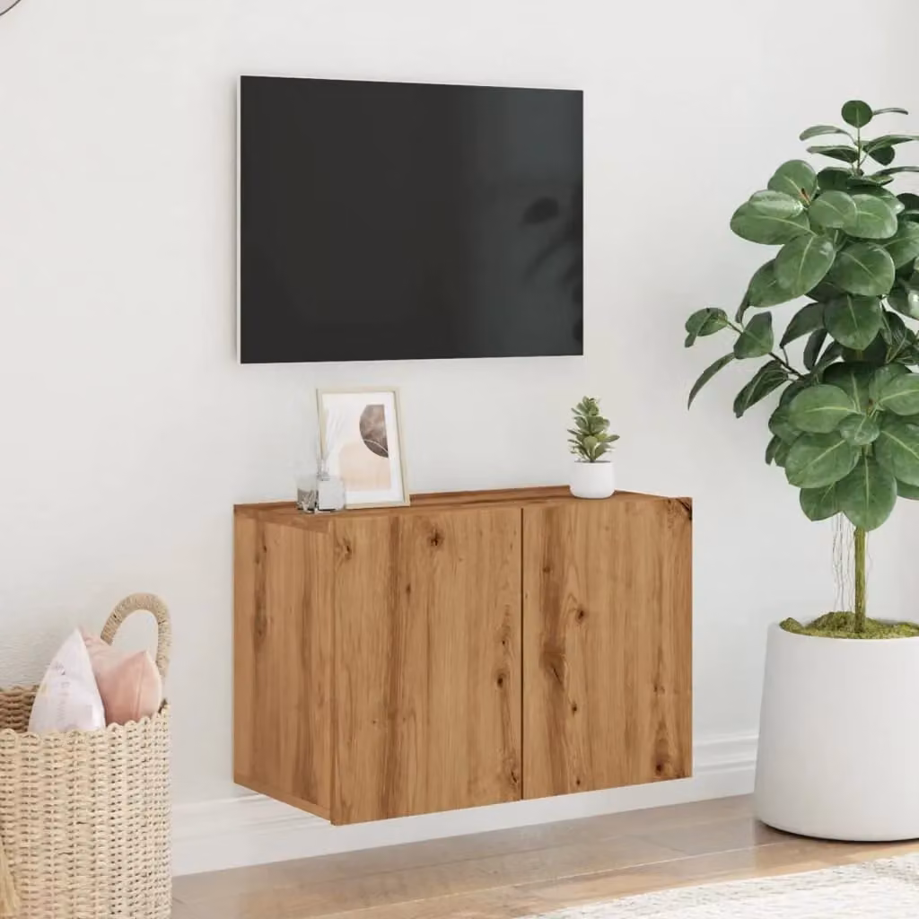 Berkfield Home Wall-mounted Artisan Oak TV Cabinet in Brown, W: 60 cm, D: 30 cm, H: 41 cm – 2