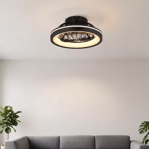 Netlighting Globo Lighting Modern Ceiling Fan in Black with RGBW LED, Dimmable Remote Control and Timer, Diameter: 48 cm – 3