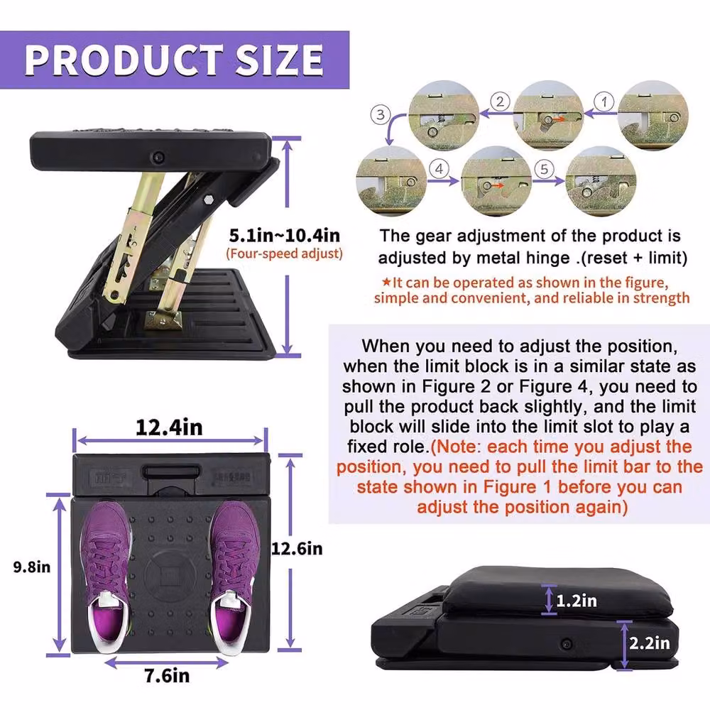 VOGREX Adjustable Footrest with Removable Soft Pad in Brown – 2