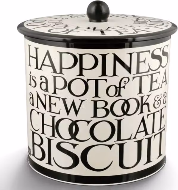 Emma Bridgewater Ceramic and Metal Biscuit Barrel in Black and White