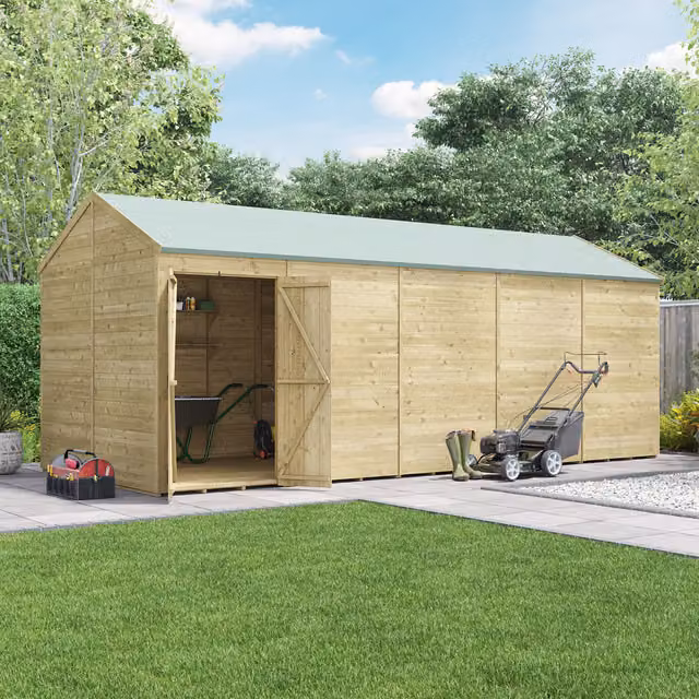 BillyOh Switch Tongue and Groove Apex Wooden Shed in Brown with Floor and Gable Roof