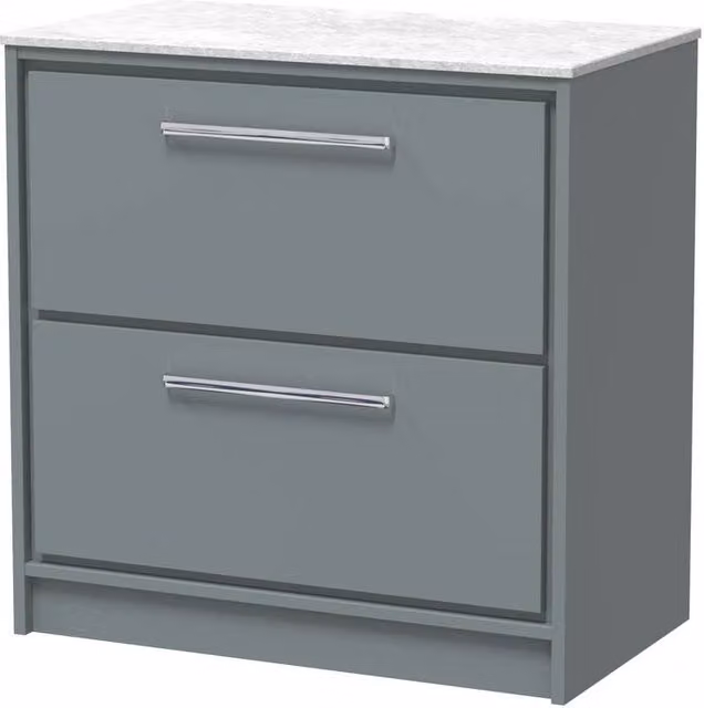 Balterley 800mm Floor Standing 2-Drawer Vanity with Marble Worktop in Coastal Grey
