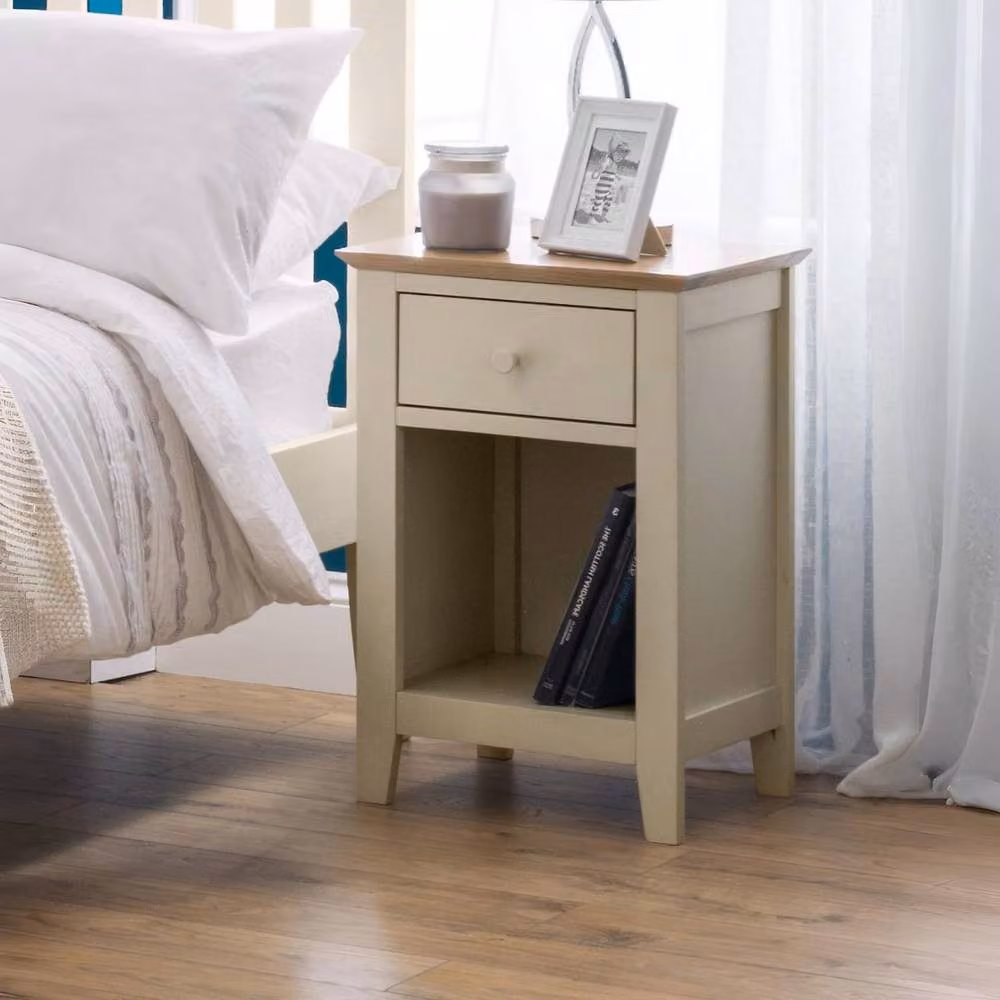Cheshire Premium Belluno Shaker 1 Drawer Bedside Unit in Ivory and Oak – 2