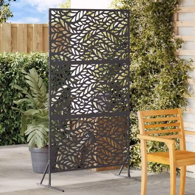 Berkfield Home Black Steel Privacy Screen, W: 100 cm, D: 50 cm, H: 180 cm