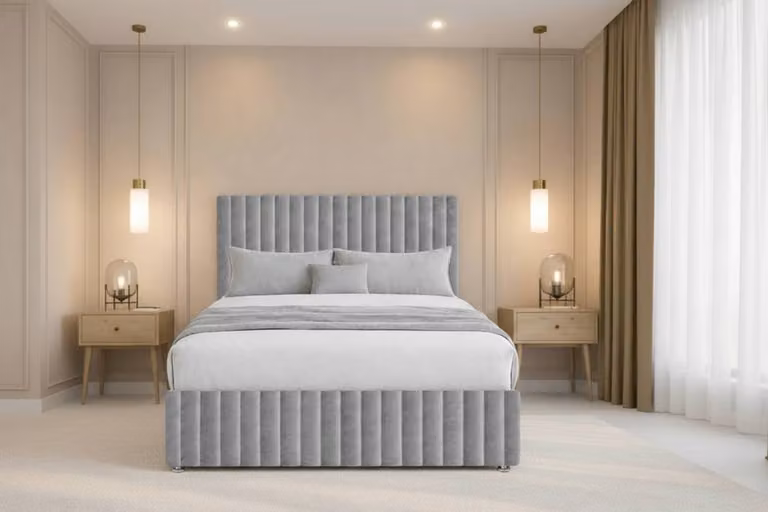 Nexus Mattresses Ltd Verona Plush Divan Set with 2 Drawers on Left Side, Silver Headboard and Footboard, W/D/H: 120 x 200 cm