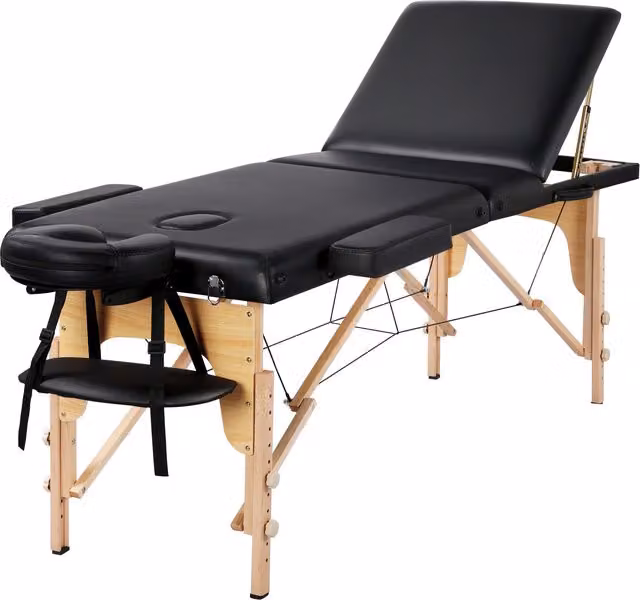Yaheetech 3 Section Adjustable Massage Bed with Backrest in Black