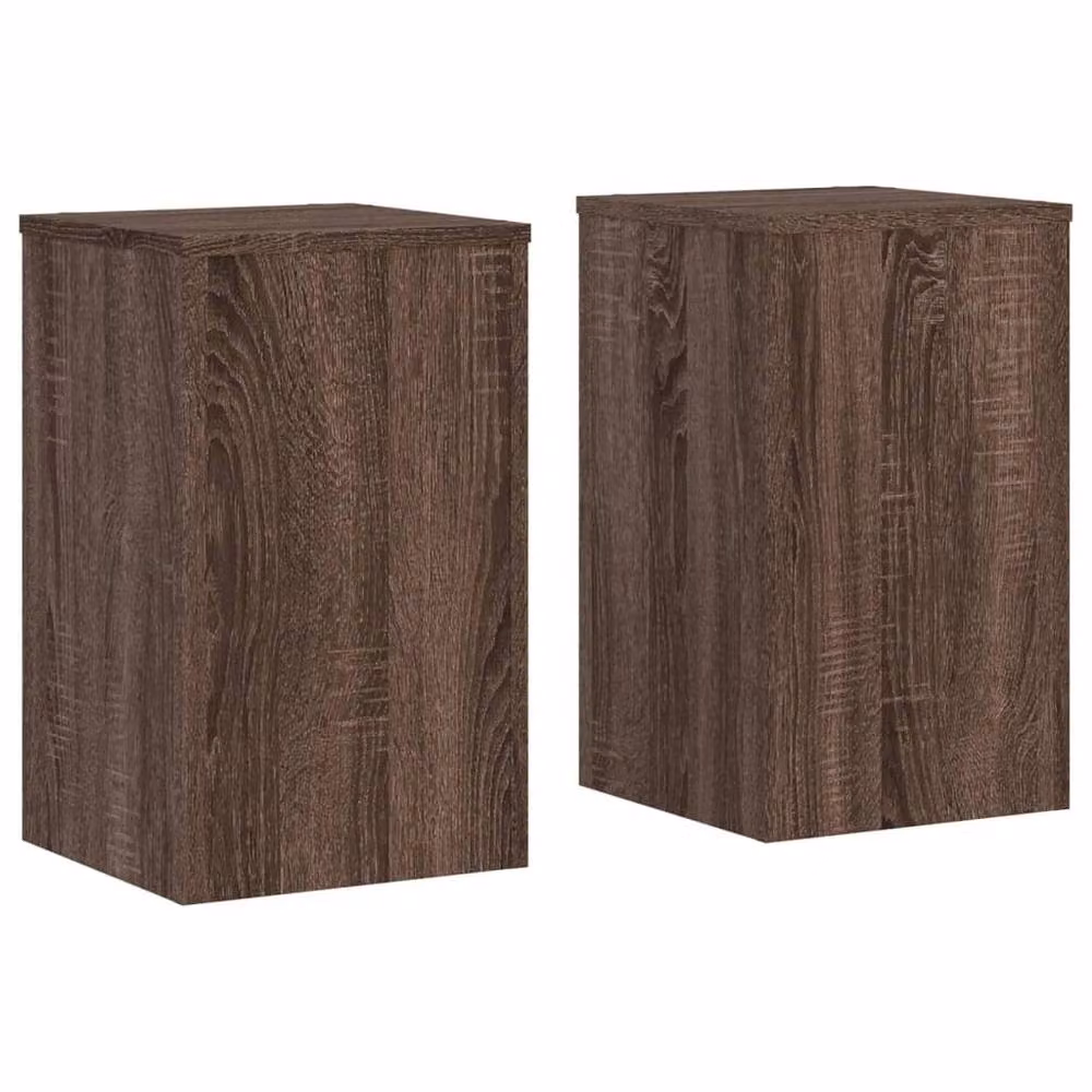 Berkfield Home Set of 2 Brown Oak Plant Stands, W/D/H: 30 x 30 x 50 cm – 3