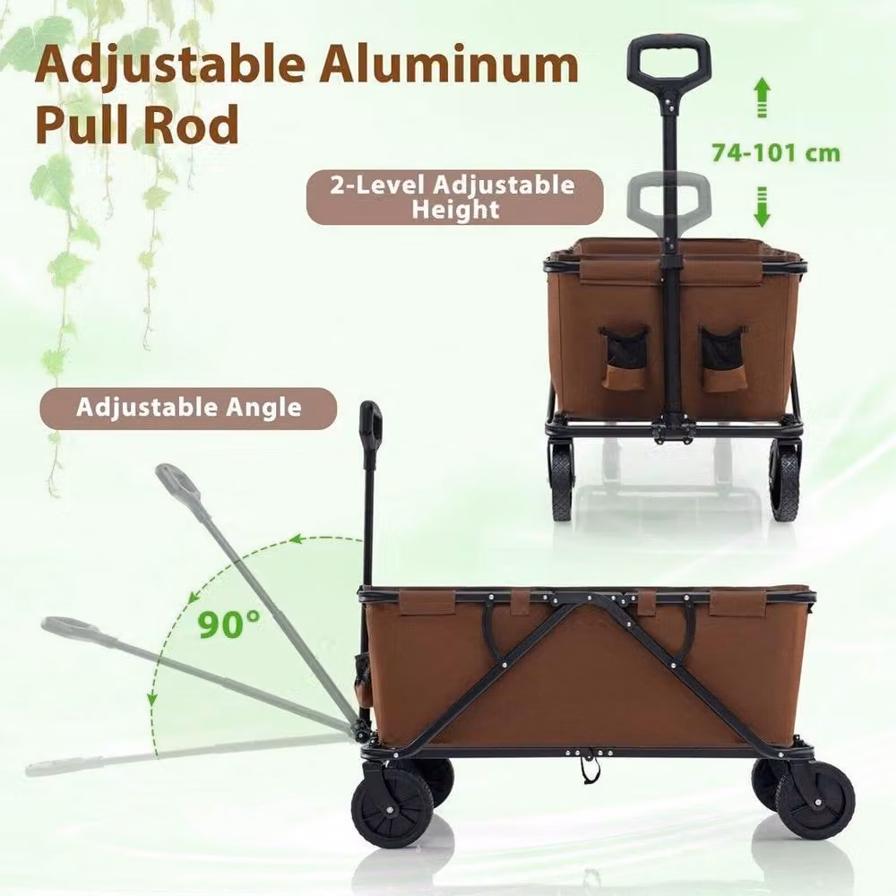 KORVIXA Heavy-Duty Collapsible Foldable Wagon Cart, Brown – 5