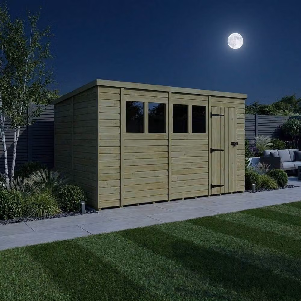 Buttercup Farm Brown Timber Pent Garden Shed with Single Door and Windows – 3