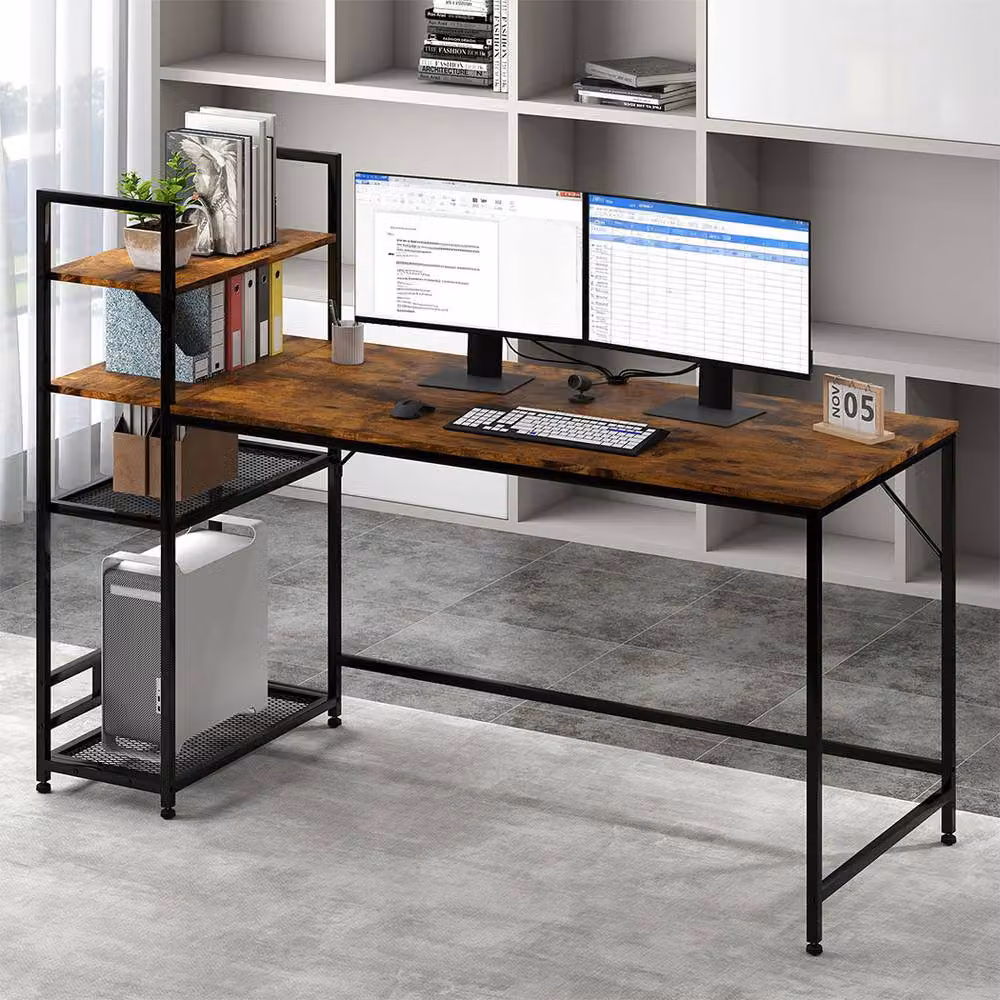 Levede Modern Computer Desk in Brown, W: 160 cm, D: 60 cm, H: 76 cm – 6