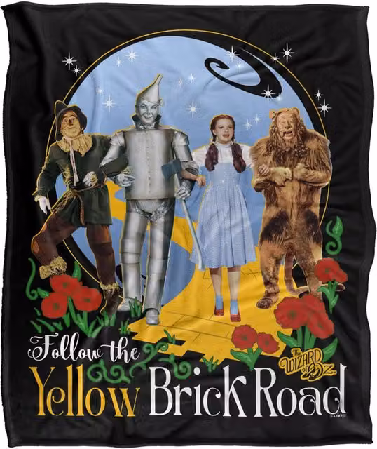 Warner Bros. The Wizard of Oz Yellow Brick Road Super Soft Fleece Throw Blanket, Multicolour, W: 152 cm x D: 127 cm – 6