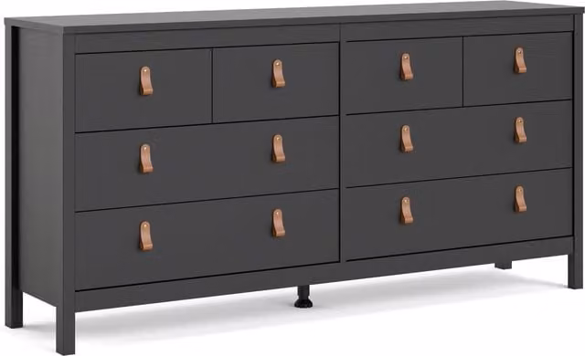 Furniture To Go Barcelona Double Dresser with 8 Drawers in Black