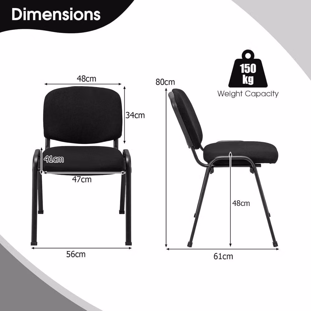 Gymax 5-Pack Stackable Conference Office Chairs with Padded Fabric Cushions in Black – 2