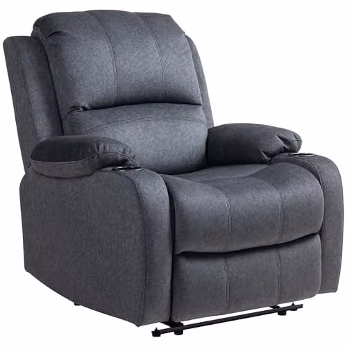 HOMCOM Modern Relax Recliner Chair in Black and Grey with Microfibre Upholstery and Metal Frame