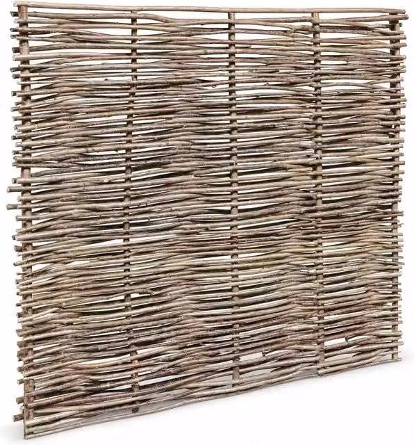 Natural Brown Woven Hazel Top Bar Hurdle Fence Panel, W/H: 182.88 x 182.88 cm