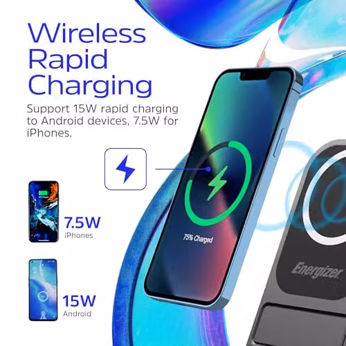 Energizer Black QI Wireless Charging Stand 15W with USB-C – 3