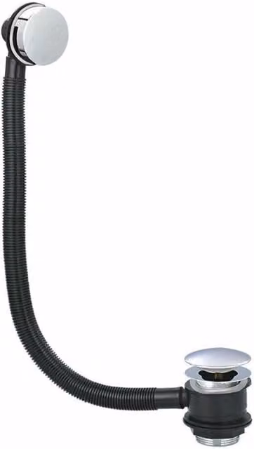 Nes Home Round Click Clack Sprung Bath Waste with Overflow in Black