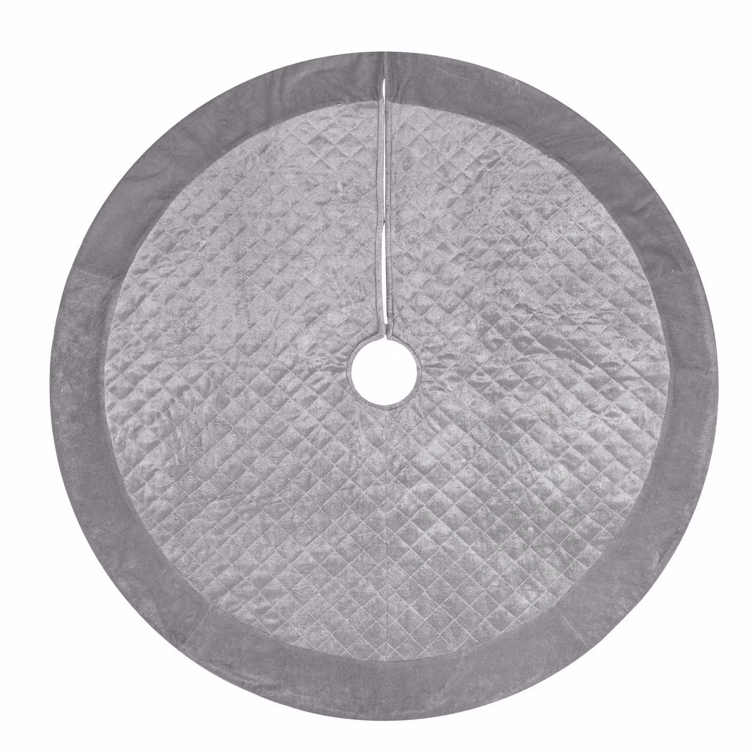Dibor Grey Velvet Quilted Christmas Tree Skirt 36 inch – 2