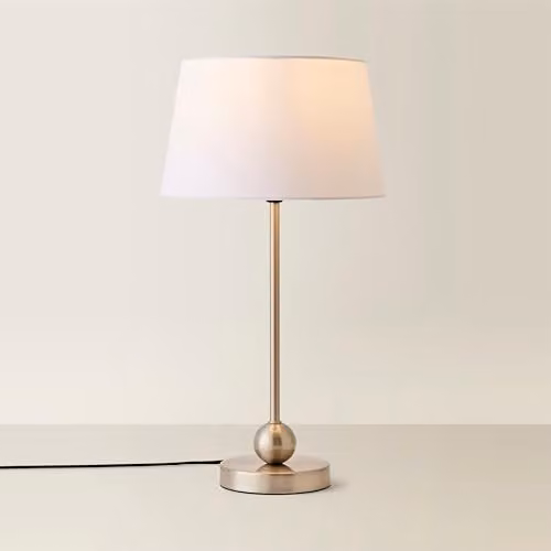 ValueLights Modern Chrome Sphere Table Lamp with White Fabric Shade – 1