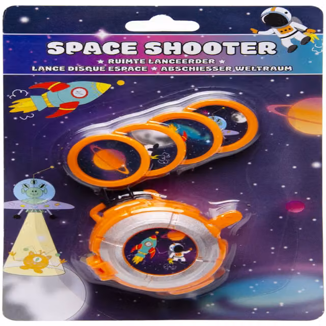 LG-Imports Pack of 12 Mini Disc Launcher Space Shooters with Soft Projectiles in White and Orange