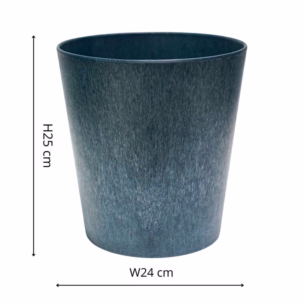 Ivyline Pula Stone Planter Tub in Blue, H: 25 cm, D: 24 cm – 3