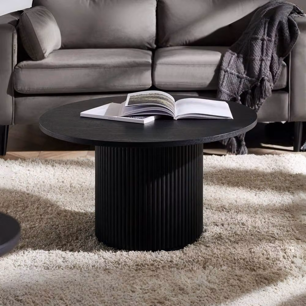 Cheshire Lauriston Fluted Round Coffee Table in Black Ash – 2