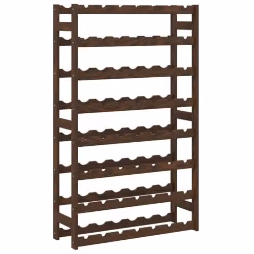 vidaXL Brown Solid Wood Pine Wine Rack for 56 Bottles, W/D/H: 118 x 25 x 72 cm – 1
