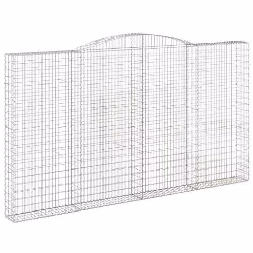 vidaXL Set of 6 Arched Gabion Baskets in Silver Galvanised Steel, W: 400 cm, D: 30 cm, H: 220/240 cm