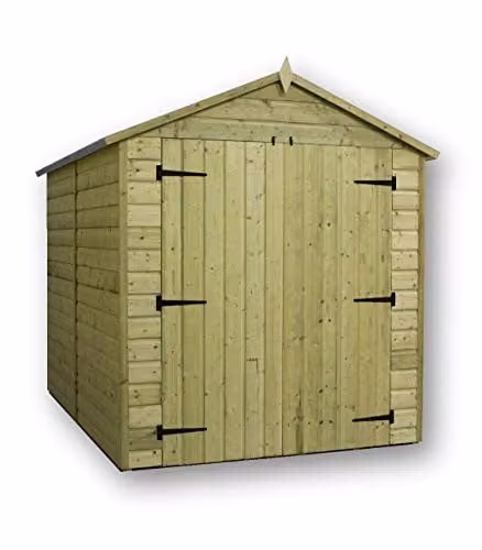 EMS Retail Empire 9500 Premier Apex Garden Shed with Double Doors, Pressure Treated Shiplap Tongue and Groove Wood, W: 182.88 cm, D: 243.84 cm – 1