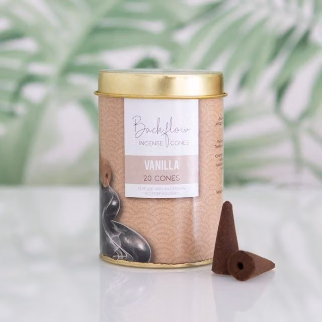 Something Different Vanilla and Natural Jumbo Backflow Incense Cones in a Metal Tin (Pack of 6)