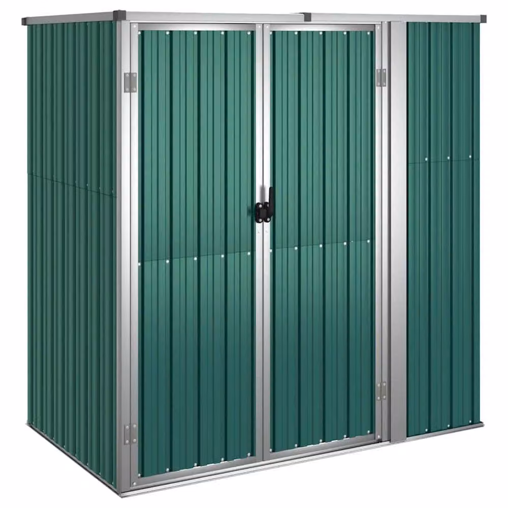 Berkfield Home Garden Tool Shed in Green Galvanised Steel, W/D/H: 161 x 89 x 161 cm – 2